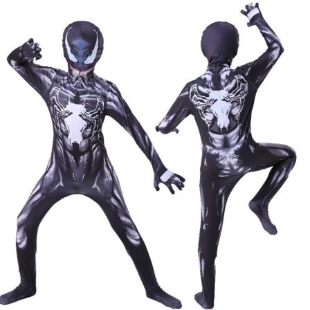 3-12-vuotiaiden lasten ja aikuisten Spider-Man-cosplay-asu black and white venom 170