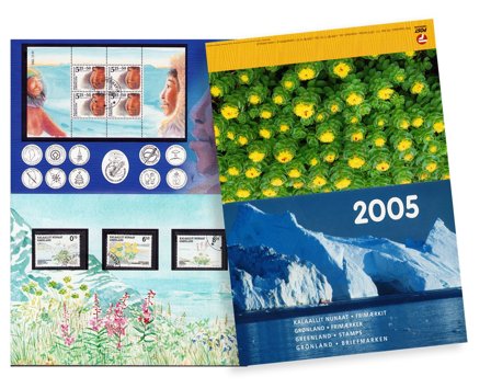Grønland - Årsmappe 2005 - 21 frimærker + 2 miniark, komplet - Stemplet