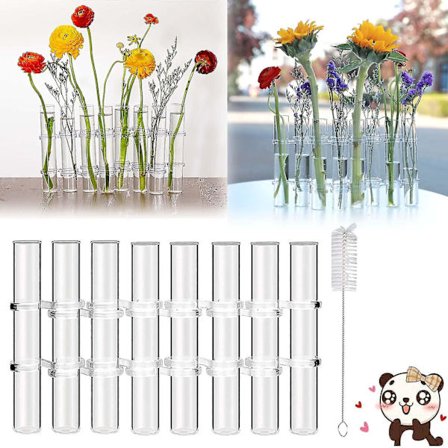 Ny hængslet blomstervase, hængslet blomstervase reagensglas, hydroponisk rør Terrarium vandplante blomsterbeholder med børste