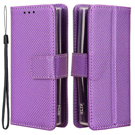 Til Nokia 105 4G (2023) Diamanttekstur PU Læder Wallet Telefon Cover Beskyttende Støtte Cover [FW]