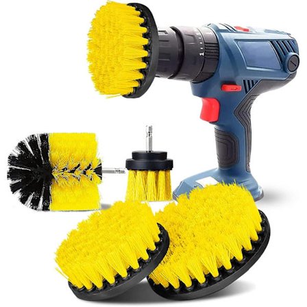 (Gul) 4 st borrrengöringsborste, borste för borrbilsplatta (borr ingår ej)