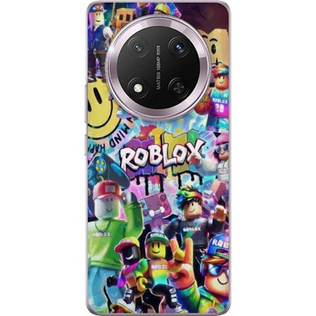 Kompatibelt Mobilskal till Honor Honor Magic7 Lite Stor färgglad Roblox-värld med många karaktärer, energifylld gaming-illustration perfekt för b