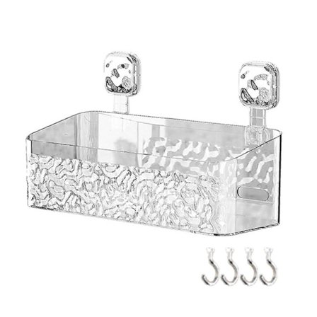 Vegghengt oppbevaringshylle med kroker, moderne med dreneringshull, borfritt, sterk lastekapasitet, baderom kjøkkentilbehør diverseholder 