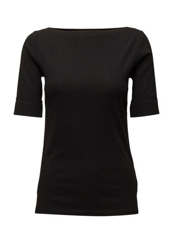 Stretch Cotton Boatneck Tee Tops T-shirts & Tops Short-sleeved Black Lauren Ralph Lauren