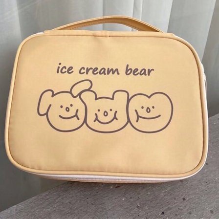 Søt Gul Bjørn Canvas Toalettveske med Glidelås for Jenter og Studenter