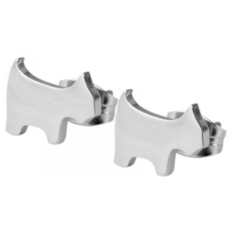 Silver Stud Örhängen i Rostfritt Stål med Söt Hund