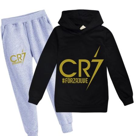 Barnfotboll Idol CR7 Kläder Huvtröja + Byxor Set grey-black 4T