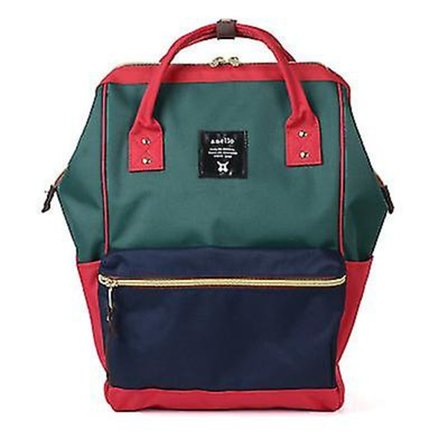 Anello Mærke Dame Rygsæk Stor Kapacitet Oxford Vandafvisende Skoletaske Anti-Tyveri Laptop Taske Herre & Dame Rejserygsæk (15 tommer, Grøn Stave)