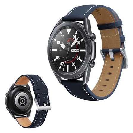 Samsung Galaxy Watch 3 (45 mm) urrem i ekte skinn med fine sømmer - Blå