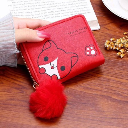 Kort mini lommebok Liten veske RØD