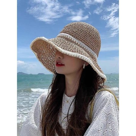 stråhatt for kvinner, solhatt for kvinner, stråhatt for kvinner, håndlaget strandhatt
