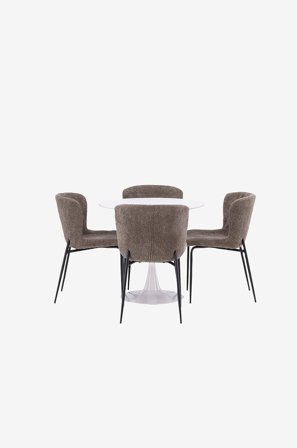 Venture Home - Matgrupp Hamden med 4 stycken stolar Modesto - Grå - Matgrupper - Från Homeroom