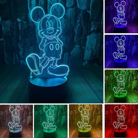 Mickey Mouse Minnie Mus Leker 3D LED Akryl Nattlys Med Fjernkontroll & Smart Touch 16 Farger Endring Dimbar USB Drevet Soveromsdekorasjon