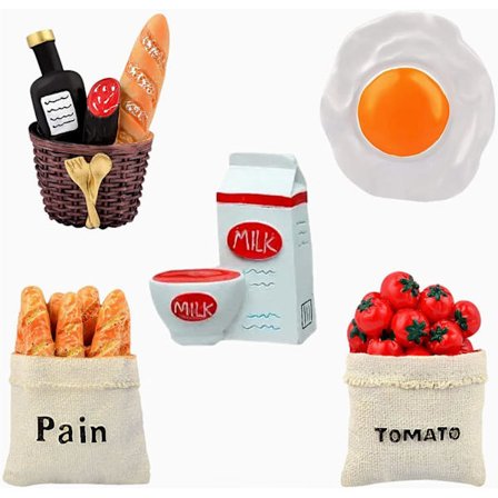 (5 ark) Pakke med 5 3D mat harpiks kjøleskapsmagneter, bedårende dekor