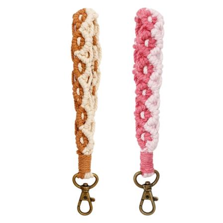 2 stk Håndvevd bomullsreip nøkkelring armbånd Håndlaget blomst Daisy nøkkeltilbehør Bilnøkkelhengende