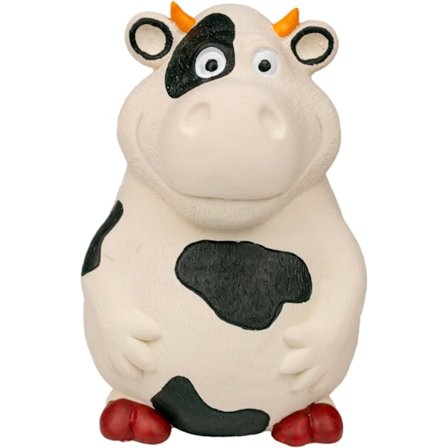 Farm Squeaker Natur Gummikø-Legetøj til Hunde i Lille, Mellem og Stor Størrelse, Ko