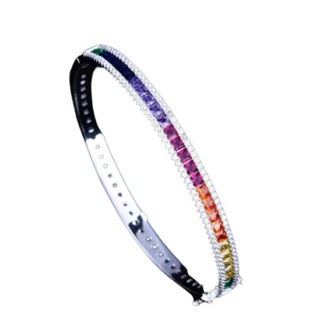 Luksus Arm Fargerike Kvinner Regnbue Bangles Platina Plettering Hunn Fine Smykker