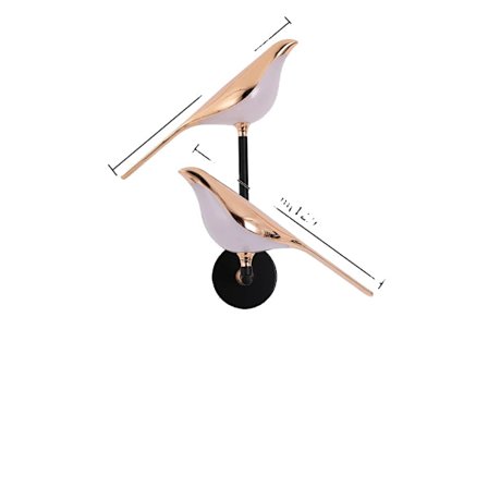 LED Fågel Vägglampa, Justerbar Belysning, Roséguld Finish,Föränderlig, C