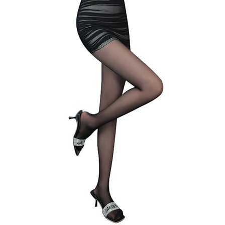 Naisten läpinäkymätön, musta, vyötäröä tukeva sukkahousu (sopii 80--110 kilolle, suositeltu pituus 145-165 cm)