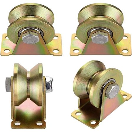 4 st lyftblock, enkelblock för lyftning av rep, rälsglidande grindhjul, V-spårhjul, för rep stålrep etc