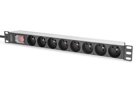 Digitus 1U Aluminum PDU rackmountable 8xCEE 7/5 rated power 16A 4000W 250VAC 50/60Hz NS