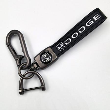 Personlig bilnøkkelring i metall med logo - Lær nøkkelring for menn Dodg Dodge Gunmetal Hardware