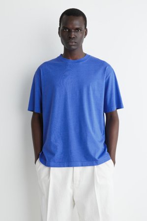 COS Men's Relaxed Lightweight Cotton T-Shirt in Blue