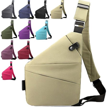 Tyverisikret taske til kvinder, Anti-tyveri taske, Tyverisikre tasker til kvinder, Tyverisikret rejsetaske Khaki Højre Skulder