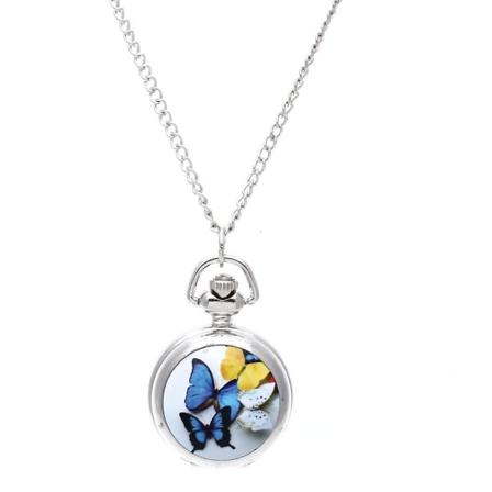 Lady Locket -riipus Quartz-taskukellokaulakoru Vintage Perhonen [kello]
