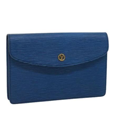 Louis Vuitton Vintage Pre-owned Leather Montaigne Blå, Dame Vintage Tasker, Størrelse: ONE Size