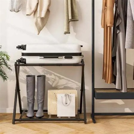 Fällbart bagageställ i metall – svart