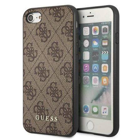 Guess 4G Metal Gold Logo Case for iPhone SE 2022/2020/7/8 - Brown
