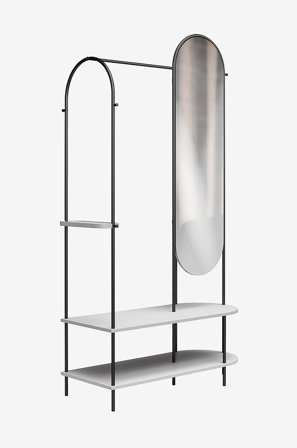 CosmoLiving by Cosmopolitan - Öppen garderob med spegel Metallram Anastacia - Svart - Garderober - Från Homeroom