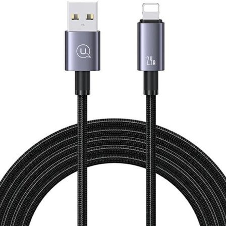 USAMS USB till Lightning-kabel 2,4A 2m Snabbladdning stål/lack SJ669USB01 (US-SJ669)