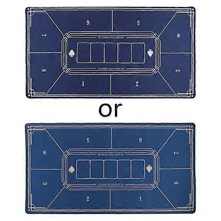 40x20 tum professionell pokermatta, 6-spelares bärbar gummi Texas Hold'em pokerbordslayout för Play Card Poker Ga Small Blue{KDO}