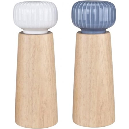 Salt- och pepparkvarn i trä och keramik - Pepparkvarn kryddkvarn med justerbar malningsgrad