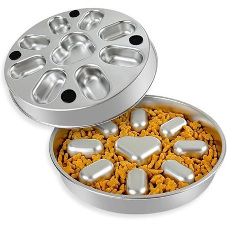 ING Lemmikkikulho - 2 kupin hitaasti syötettävä kulho - liukuestepinnalla - 304 ruostumattomasta teräksestä valmistettu ruokakulho