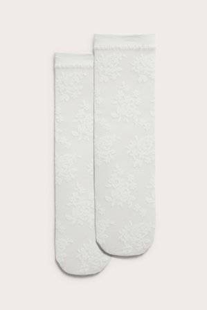 Kappahl | Tynne strømper med blomstermønster Offwhite 36/42 | Offwhite