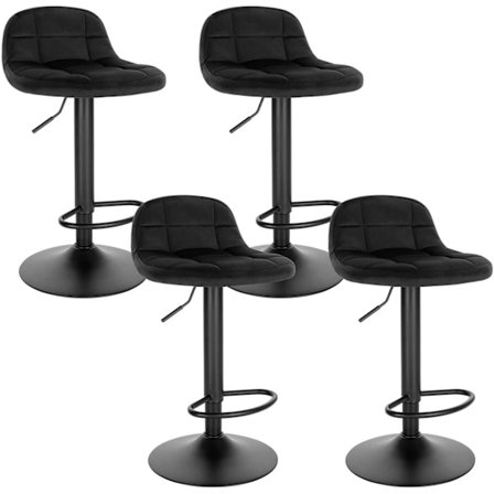 Rootz Velvet Barstol - Justerbar bordstol - Drejeligt sæde - Højdensitetsskumkomfort - Holdbart metalstel - Fleksibel højde 62-83 cm - 39 cm x 30 cm