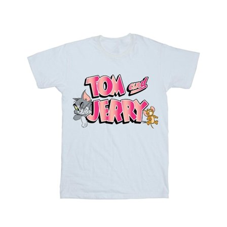 Tom And Jerry Girls Gradient Logo Bomull T-shirt 3-4 År Vit