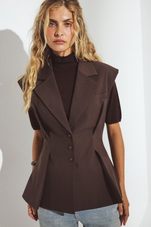 NA-KD Tailored Button Front Vest - Blazer vest - Brun - EU 34