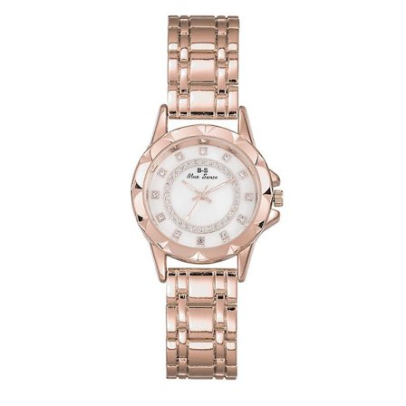 Trendig Stål Klocka Enkel Dam Temperament Guld Klocka Rund Urtavla Full Diamant Kvarts Klocka