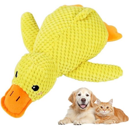 Hundeleker, lindring for tannutbrudd, ny slitesterk beroligende andeleke, beroligende andeleke for hunder, innendørs andeleke med kvekkelyd (gul, 32*