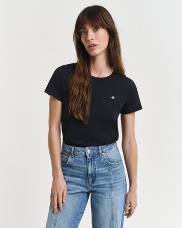 GANT Damen T-Shirt (XS) Schwarz