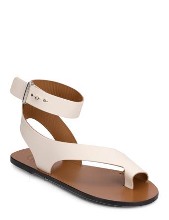Aquara Linen Vacchetta Shoes Summer Shoes Flat Sandals Hvit ATP Atelier*Betinget Tilbud
