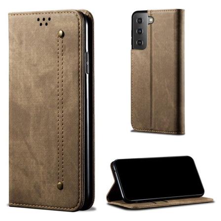 Jeans Samsung Galaxy S21 FE Läppäkotelo - Vihreä Brown