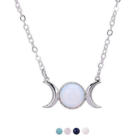 Opal Triple Goddess Moon Symbol Halskjede