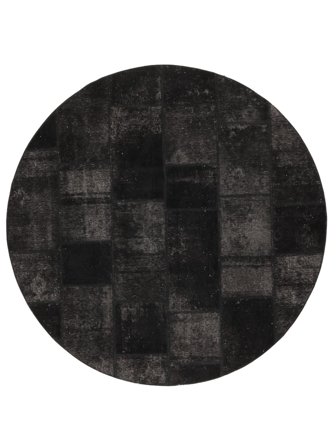Patchwork Tæppe Ø 198 Rundt Sort Uld, Persien