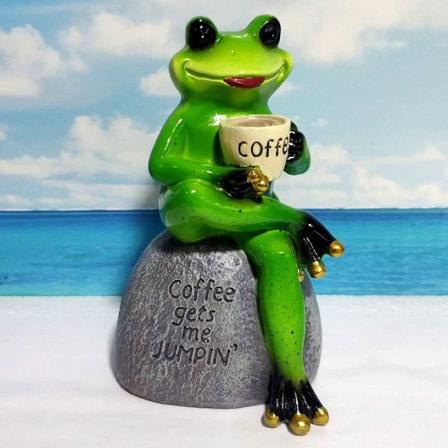 Grøn frø siddende statue, frøer haveindretning statuer til gård a
