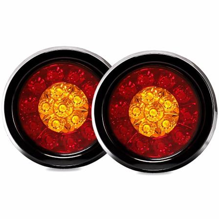 2 stk 16LED dobbelt farge baklys gummirings lastebil rund baklys